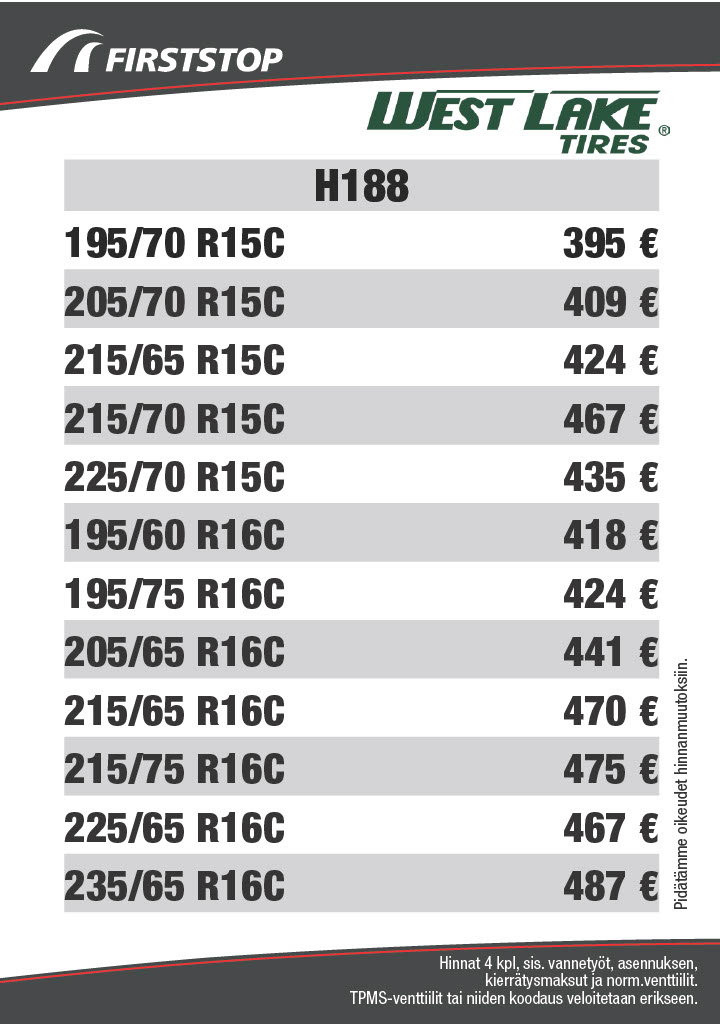 Westlake H188 hinnat