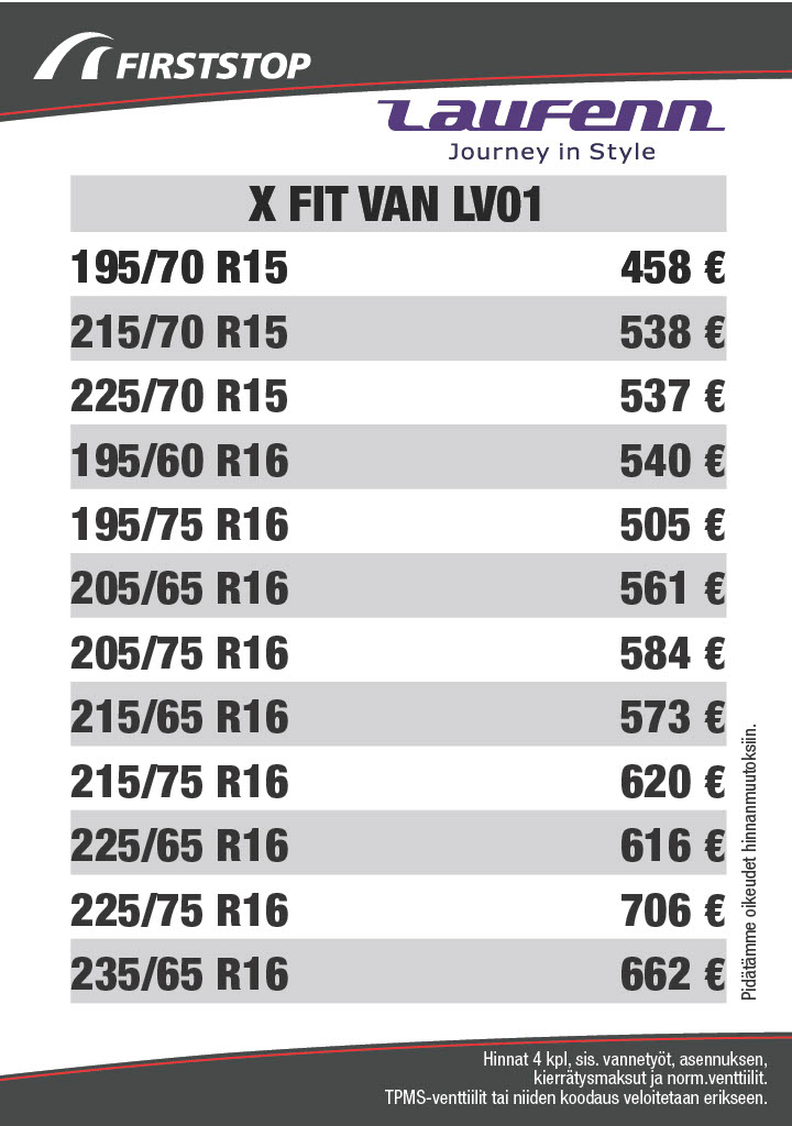 Laufenn X Fit Van LV01 hinnat