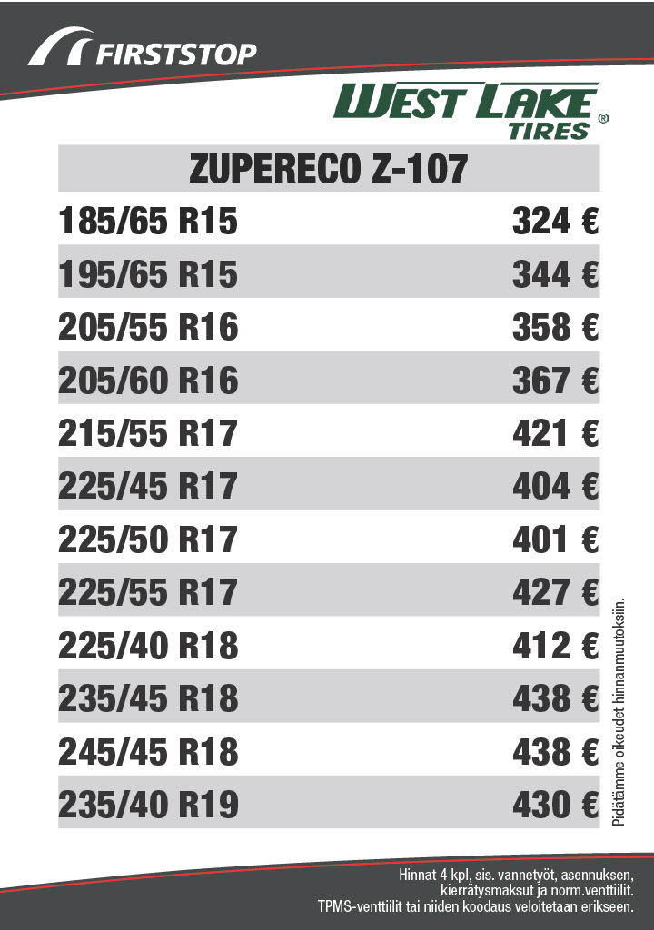 Westlake ZuperEco Z-107 hinnat