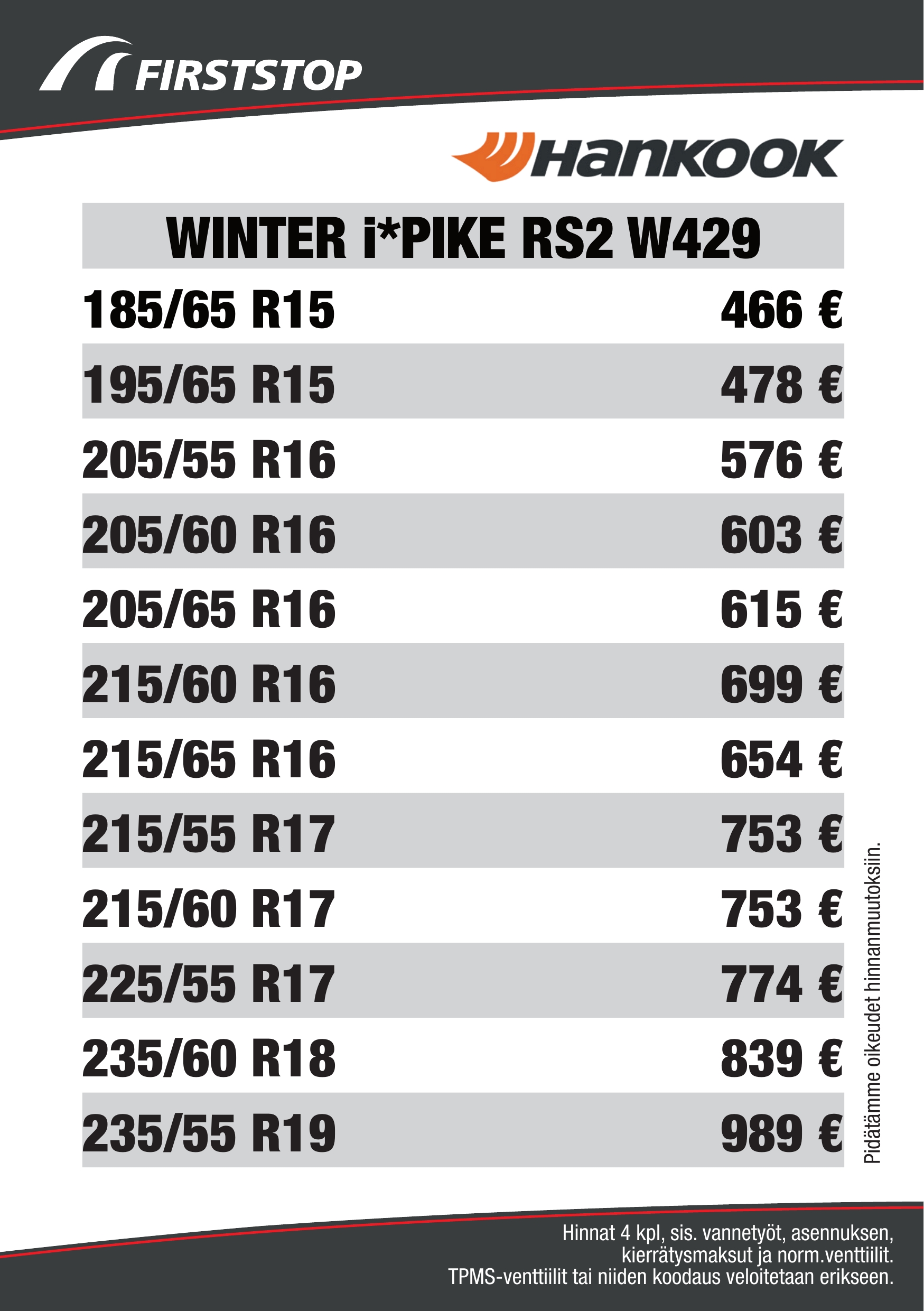 Hankook Winter iPIKE RS2 W429 hinta