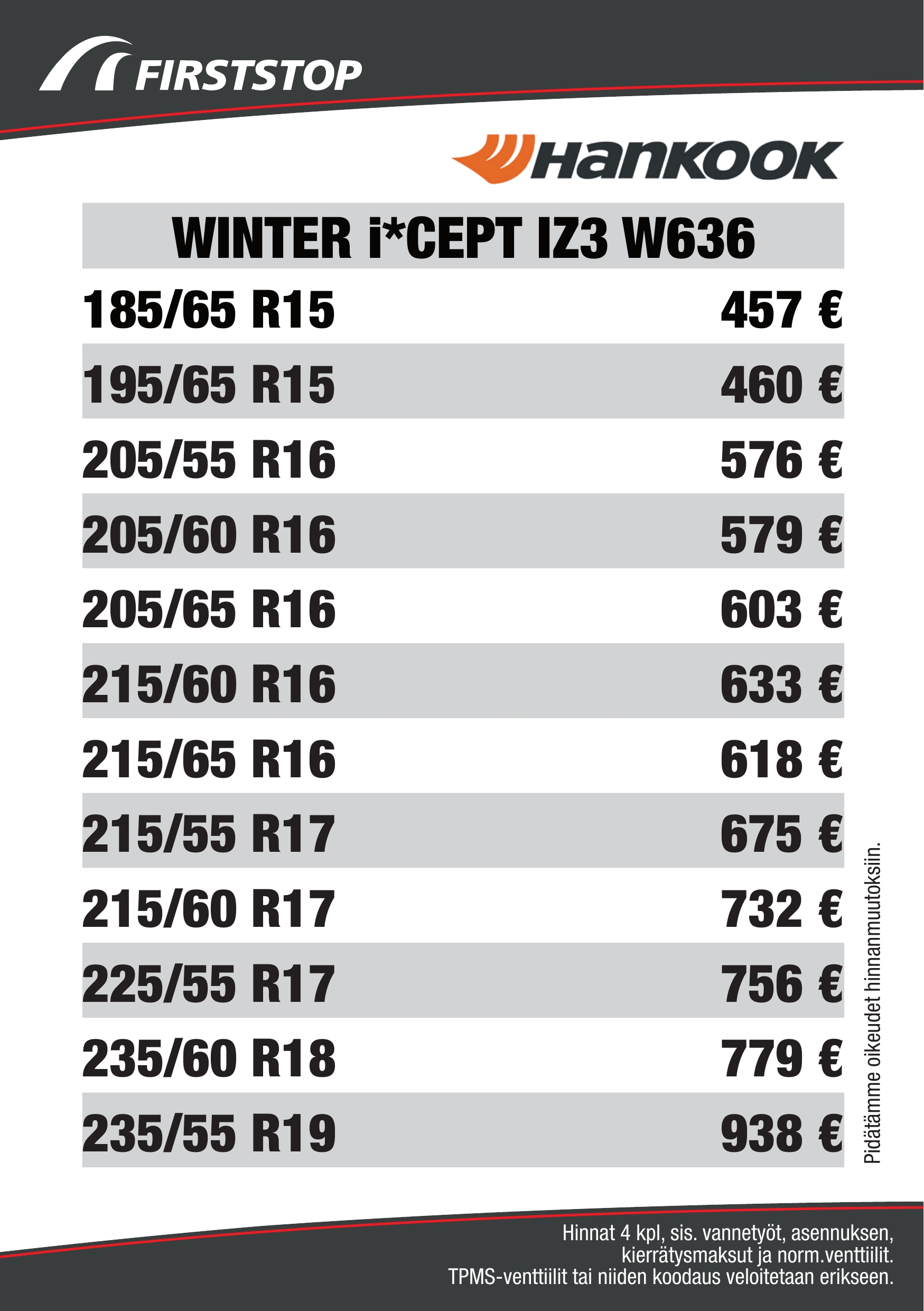 Hankook Winter i*cept IZ3 hinta