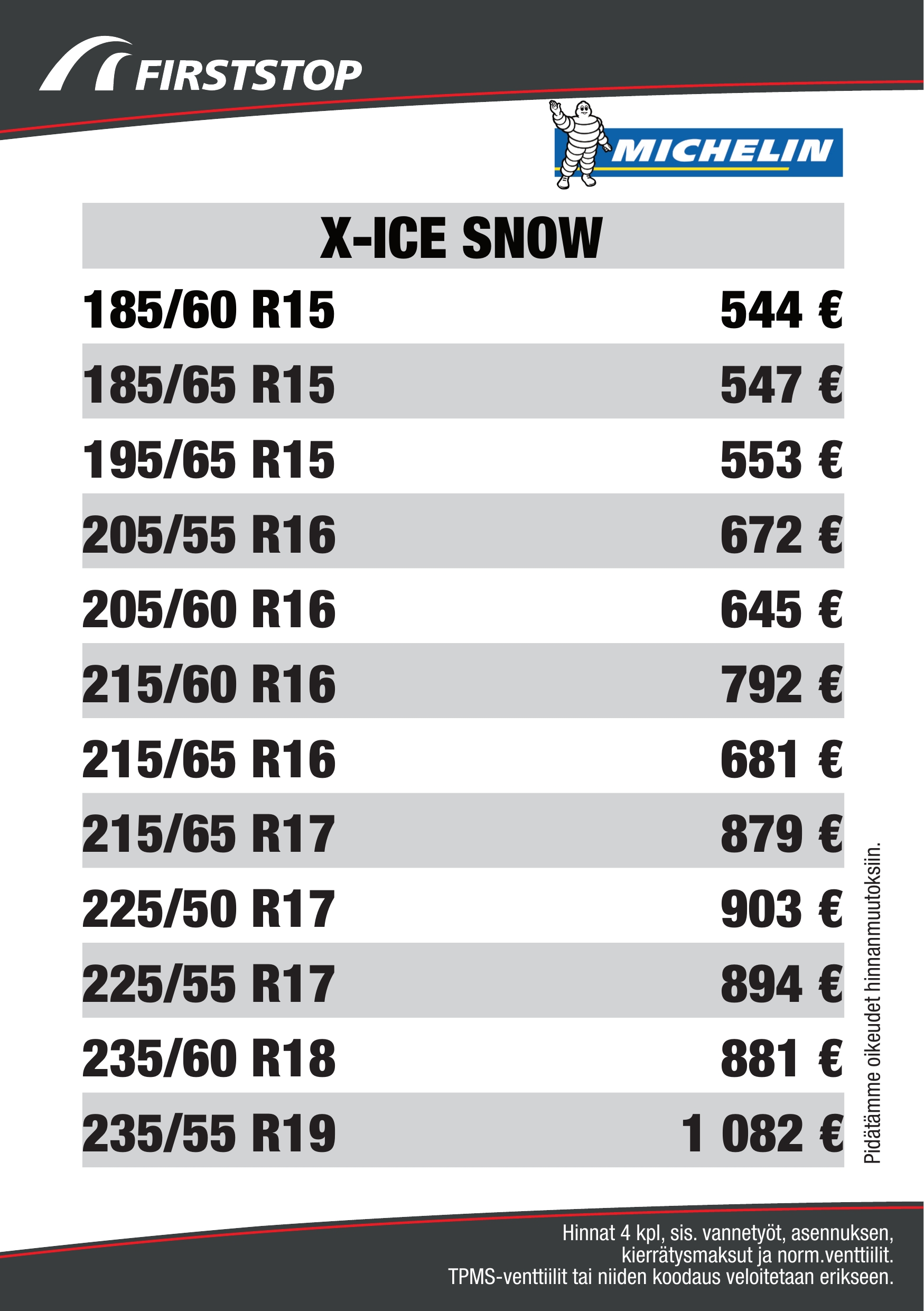 Michelin X-Ice Snow hinta
